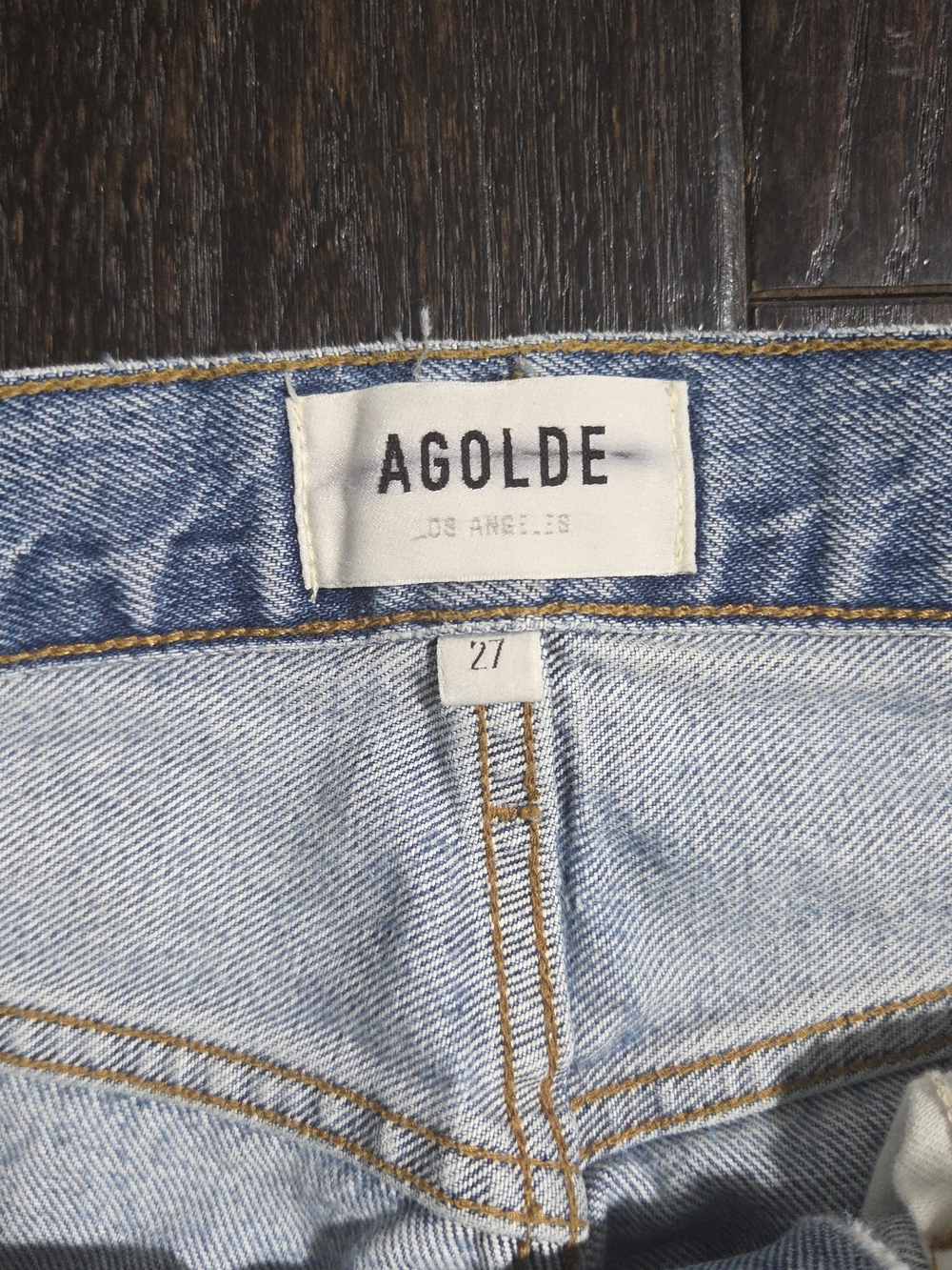 Agolde Light Blue Straight Leg Distressed Jeans - Picture 2 of 9